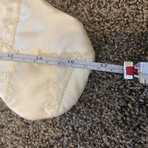 Vtg Handmade Ivory Satin Quilted Christmas Stocking 16.5” Ribbons - Picture 4 of 6